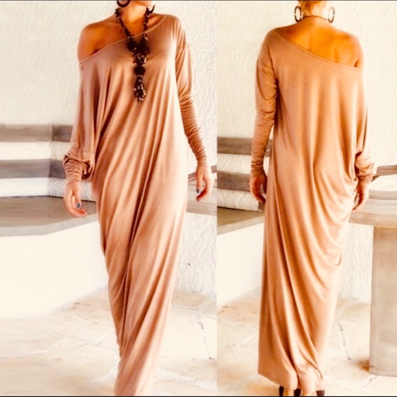 Boutique Dresses & Skirts - Khaki Elegant Off The Shoulder Maxi Dress